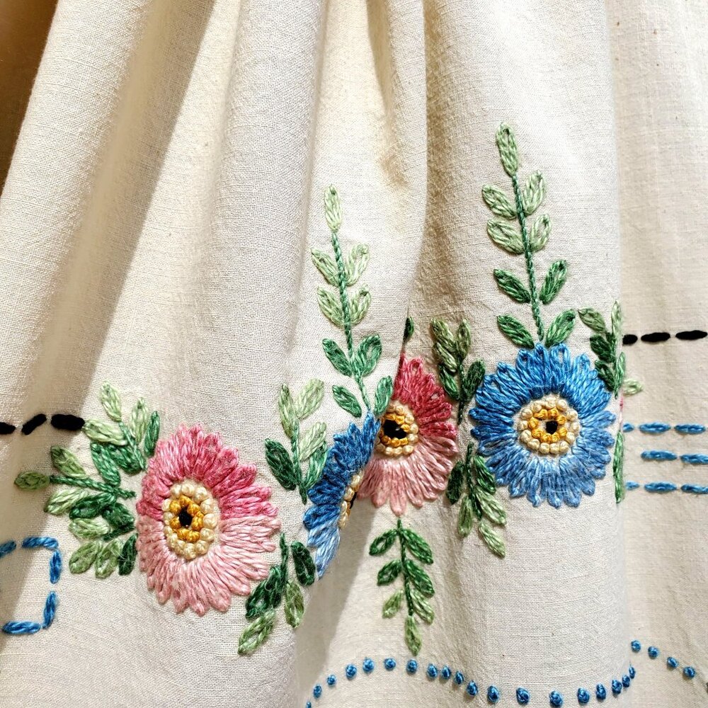 Antique Embroidered Ecru Bedspread 1923 Bucilla Double Bed Flowers Butterflies - Picture 6 of 16
